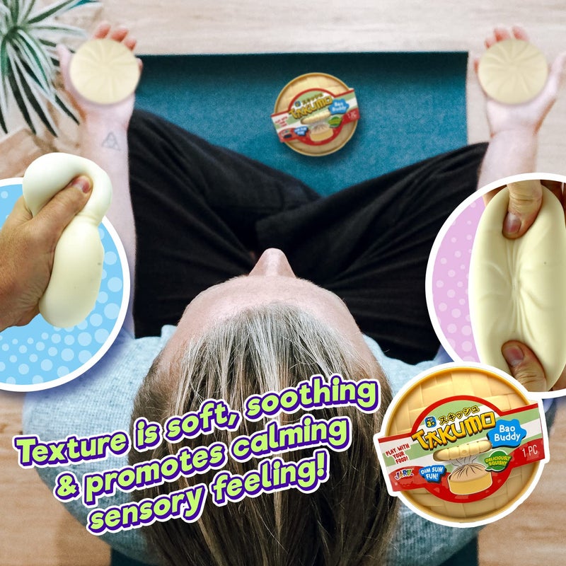 Ja-Ru كرة ضغط توكومو ديمبلينغ القابلة للضغط (2 وحدات) لعبة فidget من كرة العجين للأطفال. كرة ضغط لتخفيف التوتر. كعكة قابلة للضغط في بخار لعبة حسية. - Image 5