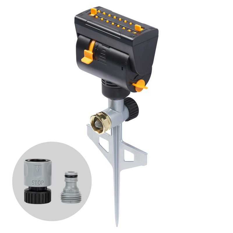 Melnor 65137AMZ MiniMax Turbo Oscillating Sprinkler on Step Spike, 4000 sq. ft., 4-Way Adjustable, Quick Connect Bundle, Yellow - Image 5