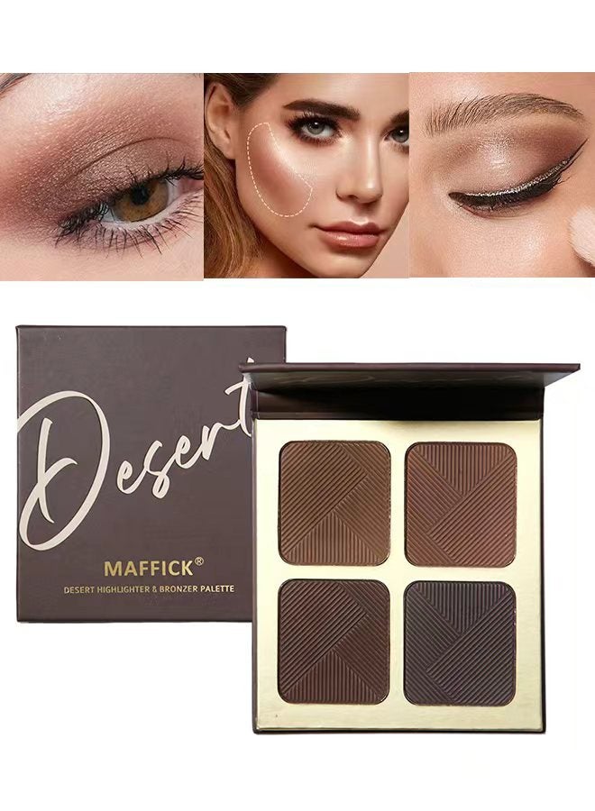 maffick Desert  Highlight & Bronzer Palette  and Contour Palette: Nose, Face & Eye Shadow Compact for Sculpting, Illuminating, and Beautifying the Skin Tone #02 - Image 1