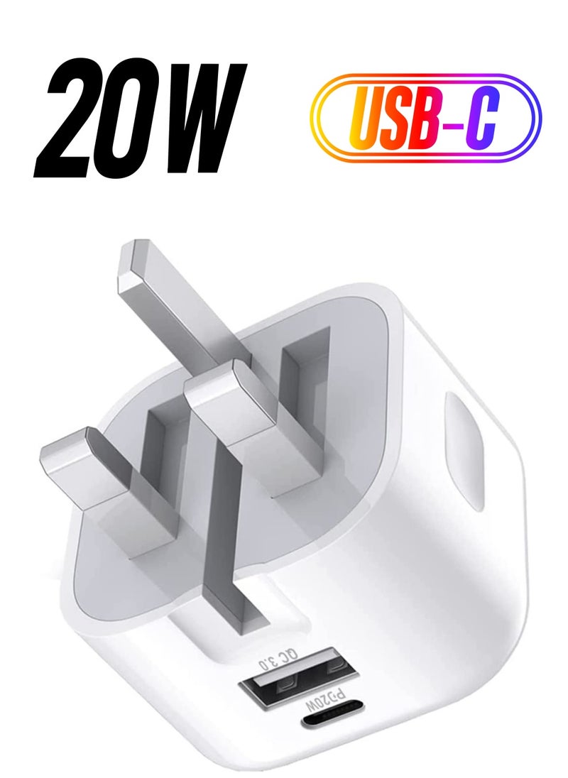 Generic - 20W USB C Charger Block, 2-Ports [USB-C + USB] Charging Station, QC PD3.0 GaN Fast Charging Block, Type C Power Adapter for iPad Pro/iPhone/Samsung Note/Galaxy (Not with Cable) - Image 1