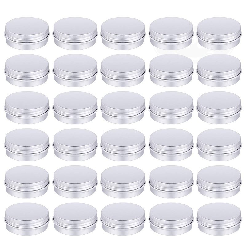 30 Pack Tin Cans Screw Top Round Metal Lip Balm Tins Containers with Lids (1oz)