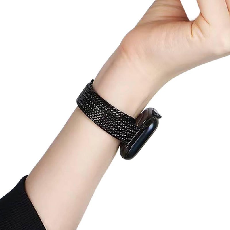 سوار ساعة ذكية سوار نايلون حلقي متوافق باللون فضي قابل للتعديل مع Apple Watch / SE بملاءمة قابلة للتعديل وحزام بديل للاستخدام اليومي للاستخدام الخارجي سهل الحمل خفيف الحمل - Image 2