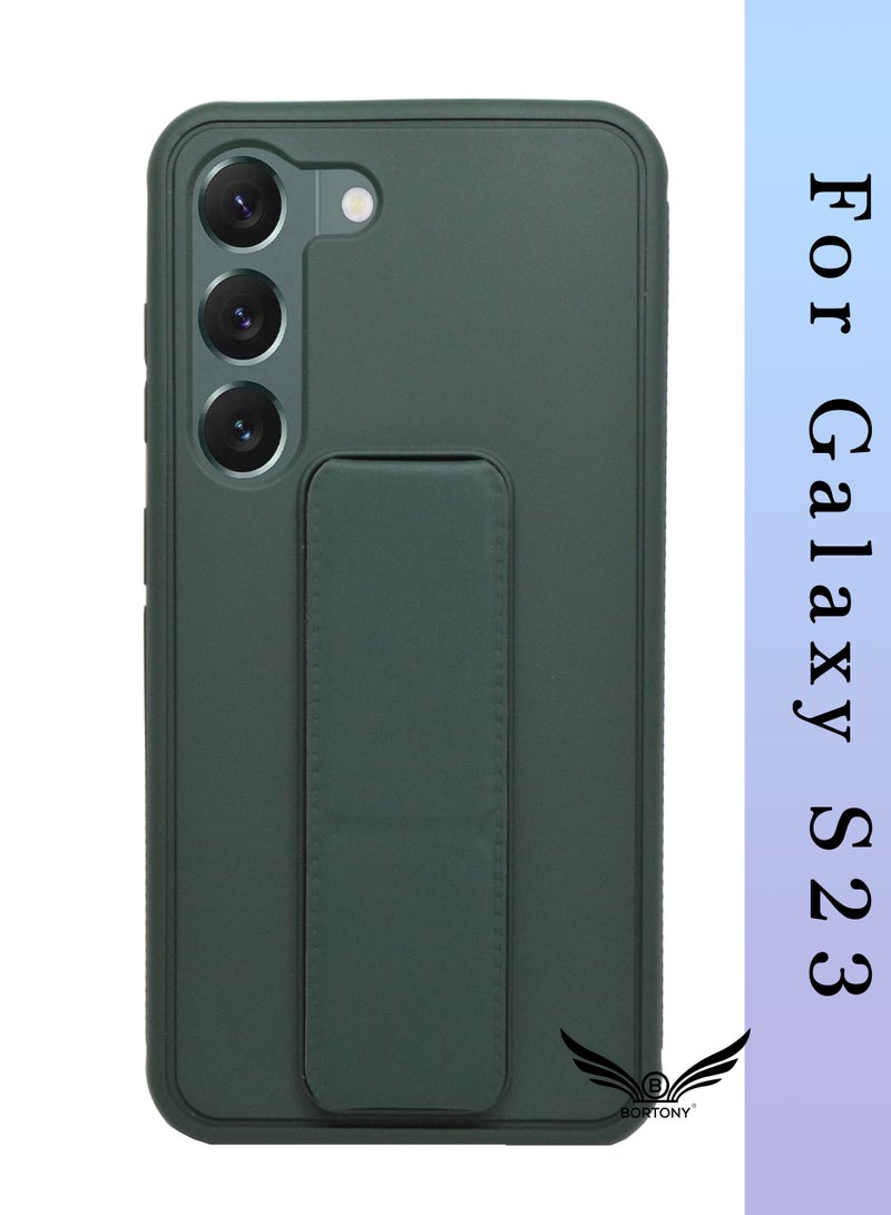 BORTONY Galaxy S23 Case Fully Covered With Finger Grip Stand Holder Anti Slip Shockproof Protective Case Cover For Samsung Galaxy S23 5G - Image 1