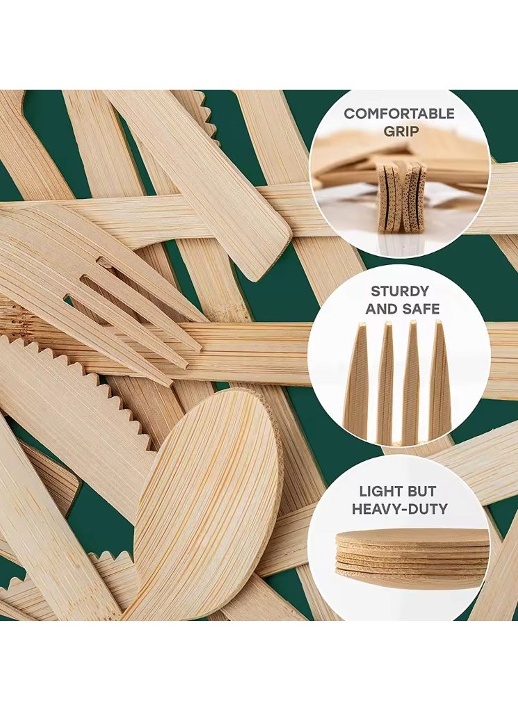 230PCS Set of 100 Disposable Spoons, 60 Disposable Forks, and 40 Disposable Knives. Plus, Receive a Gift of 30 Disposable Paper Straws. This 100% Natural Wooden Disposable Cutlery et is Eco-Friendly