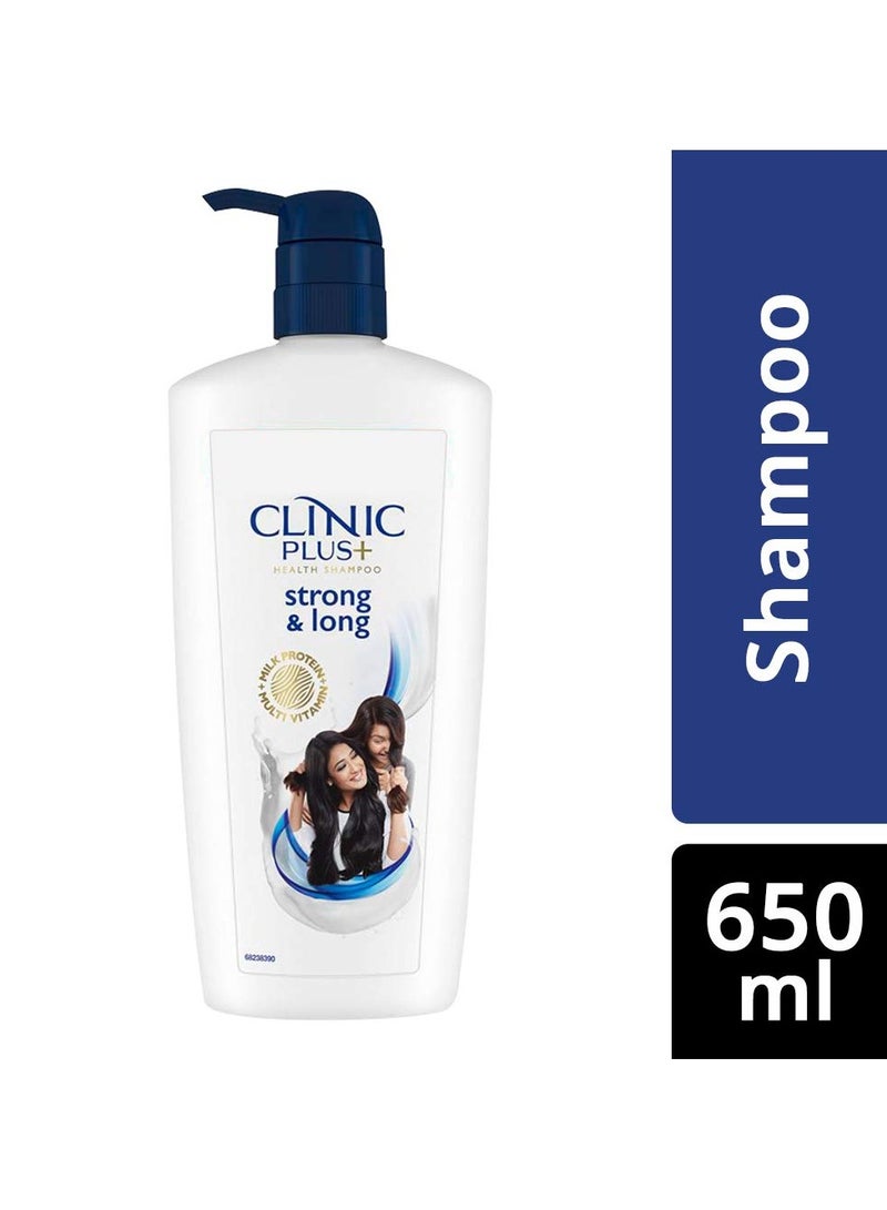 كلينيك بلس شامبو بلس شامبو سترونج آند هيلث الطويل - مع بروتين الحليب والفيتامينات المتعددة، 650 مل - Image 2