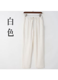 Mens Summer Cool Linen Casual Trousers white
