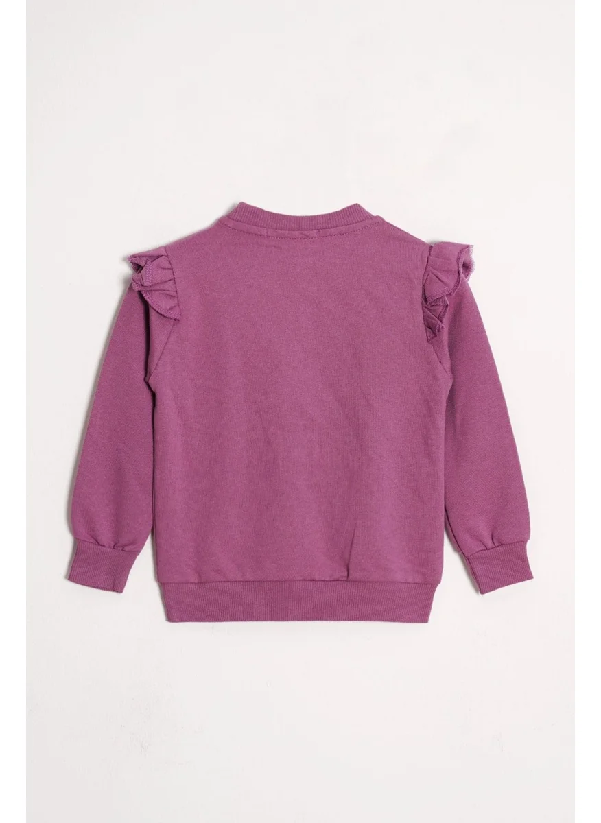 أكار Crew Neck Long Sleeve Purple Color Girl Tracksuit Set