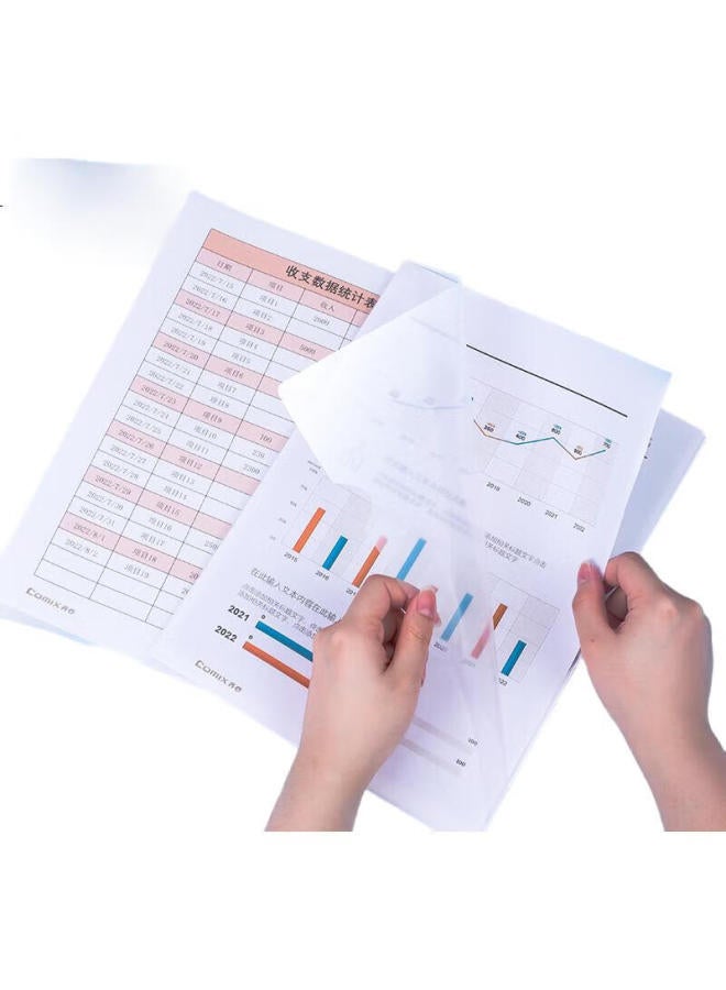 COMIX أكياس ملفات شفافة A4 من كومكس 100، مجلدات ملفات على شكل L، أكياس مستندات صفحتين، تخزين إيصالات، حقيبة ملفات إكسبريس Ea311 - Image 1