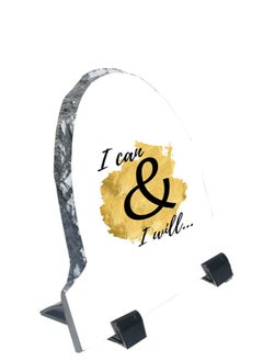 Service Zone Protective Printed White Rock Shape Marble Photo Frame for Table Top I Can And I Will  - Image 2