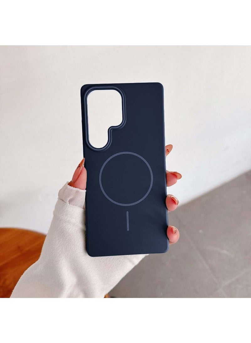 دبليو تيك سامسونج جالاكسي S25 الترا 5 جي 2025 سيندي سلسلة سيليكون سائل ممتاز متوافق مع غطاء جراب حلقي رفيع من Magsafe - أزرق داكن - Image 2