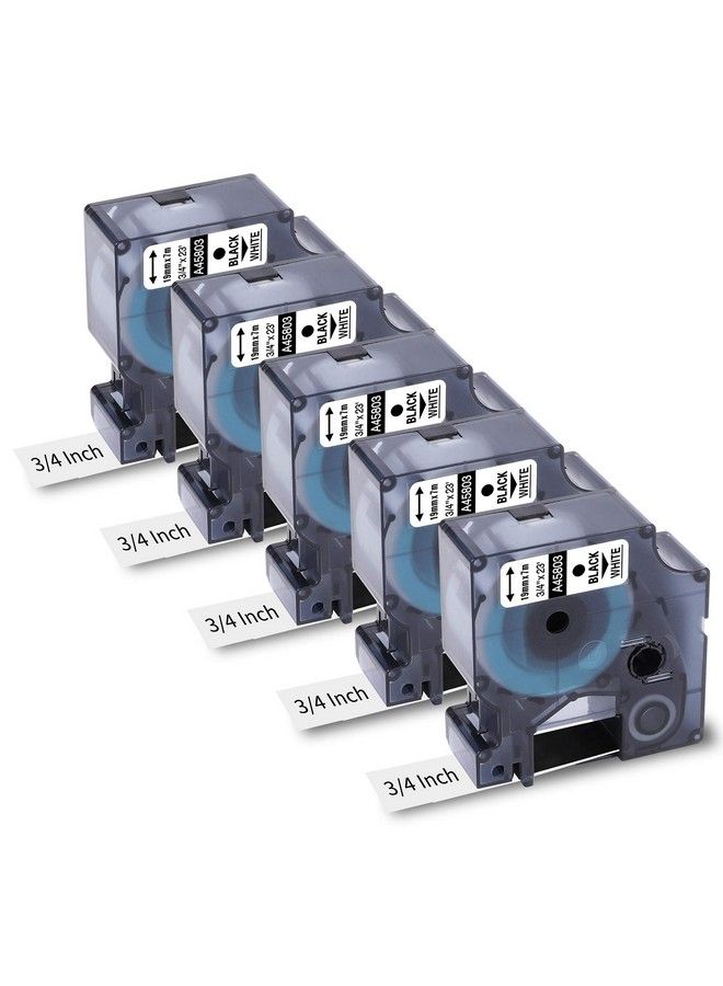 Freshworld 5Pack Compatible Dymo D1 Label Tape 19Mmreplace Dymo 45803 45803S S0720830 Label Maker Refills Black On White Ink3 4 Inch X 23 Ft(7M)For Dymo Labelmanager 360D 420P 450D 500Ts 450 Duo Label Maker - Image 1