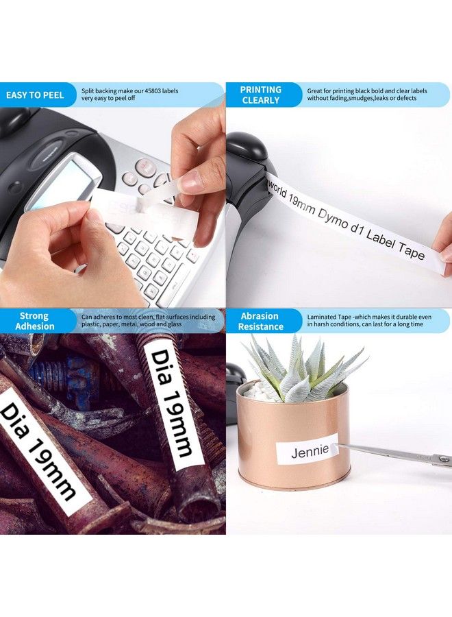 Freshworld 5Pack Compatible Dymo D1 Label Tape 19Mmreplace Dymo 45803 45803S S0720830 Label Maker Refills Black On White Ink3 4 Inch X 23 Ft(7M)For Dymo Labelmanager 360D 420P 450D 500Ts 450 Duo Label Maker - Image 5