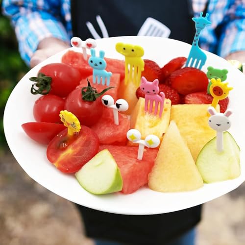 THW® 50 Pcs Animal Food Picks for Kids, Lovely Fruit Picks Forks,Mini Cute Cartoon Toothpick Sticks Decor for Kids Party Bento Lunch Box Sandwich Pastry Decorative Cupcake Baby Dessert Cocktail - Image 3