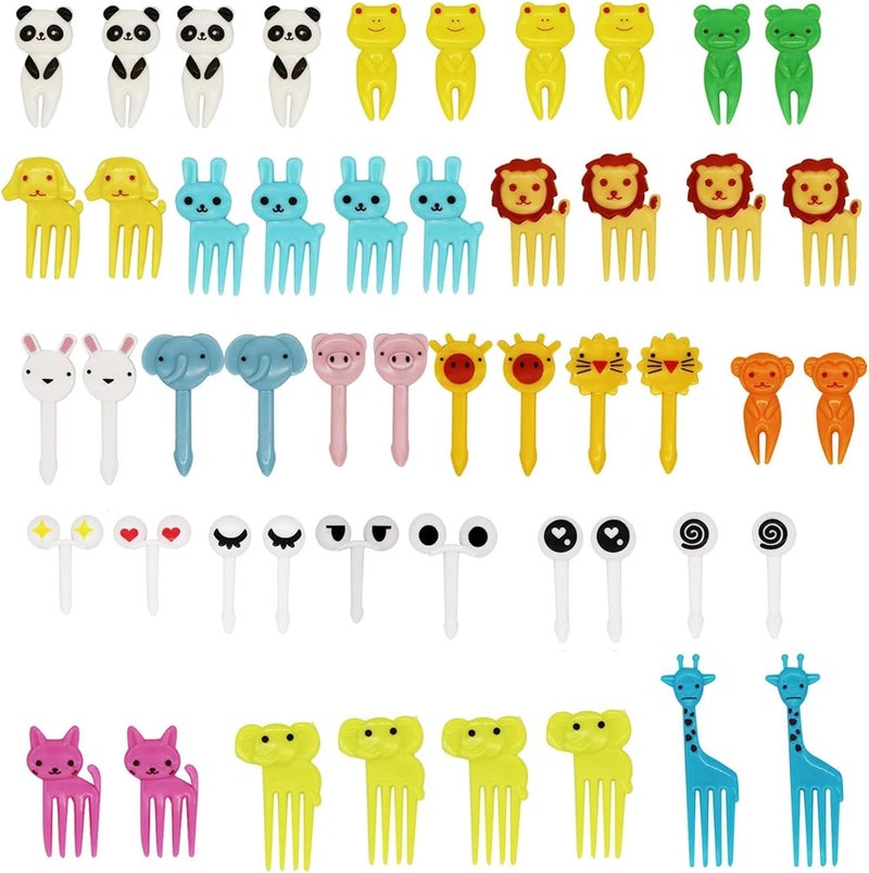 THW® 50 Pcs Animal Food Picks for Kids, Lovely Fruit Picks Forks,Mini Cute Cartoon Toothpick Sticks Decor for Kids Party Bento Lunch Box Sandwich Pastry Decorative Cupcake Baby Dessert Cocktail - Image 1