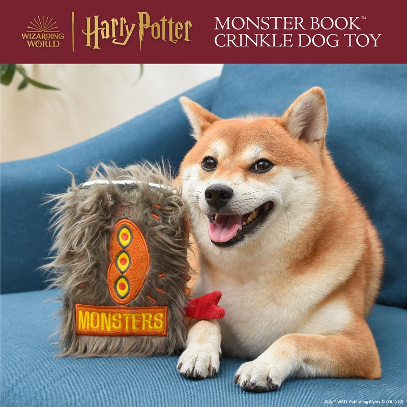 Harry Potter Monster Book Crinkle Pet Toy | Monster Book Dog Toy Version | Fuzzy and Crinkly Dog Toy Inspired by Wizarding World | Multisensory Dog Toy Plush - Image 2