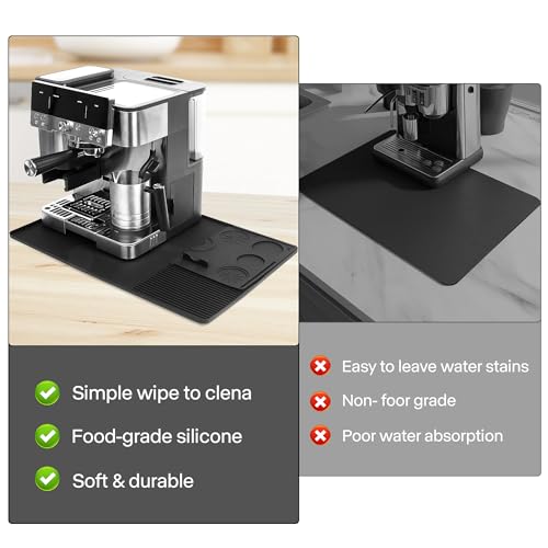 brikinte Silicone Coffee Mat with Convex Edge, 24''x16'' Coffee Bar Accessories for Ninja Luxe Cafe Accessories - Image 5