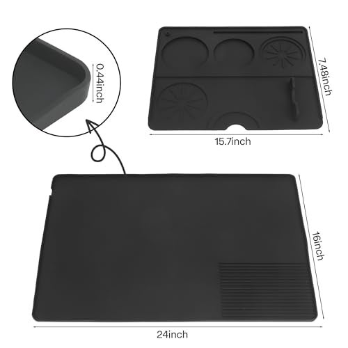 brikinte Silicone Coffee Mat with Convex Edge, 24''x16'' Coffee Bar Accessories for Ninja Luxe Cafe Accessories - Image 2