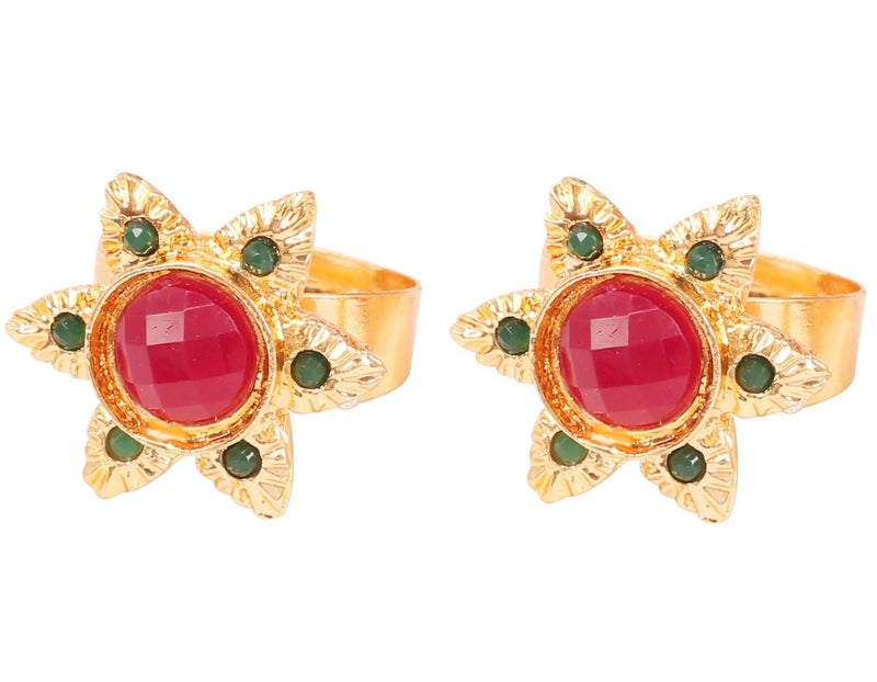 Touchstone Alloy Metal Traditional Indian Kundan Look Toe Rings in Gold Tone for Women - Image 1