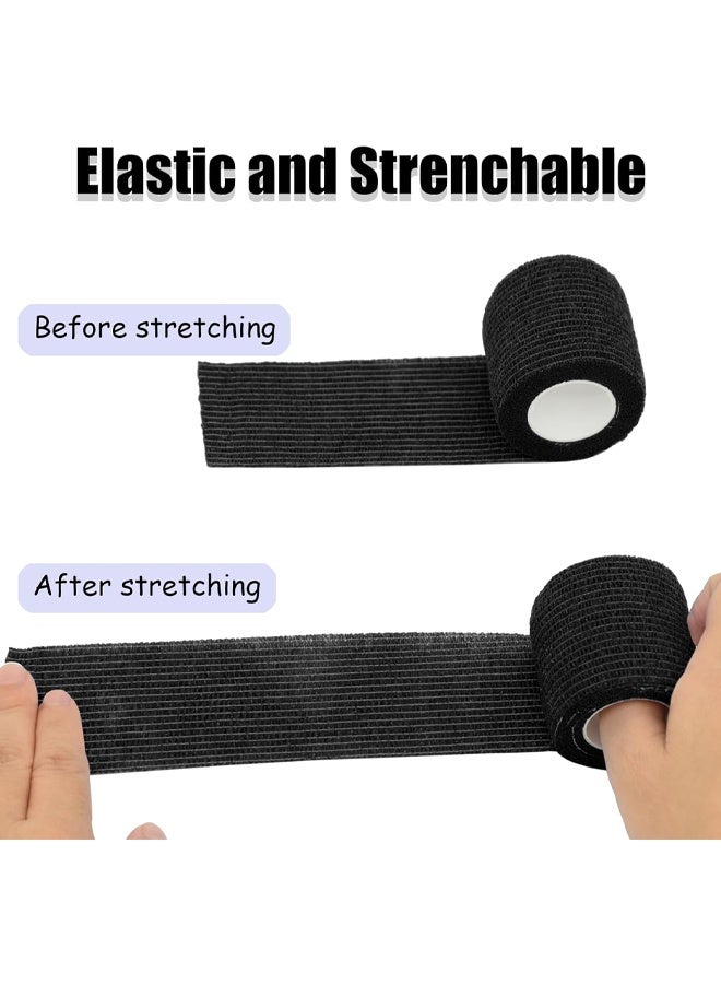 DUNISO 6 Pcs Self-Adherent Cohesive Wrap Bandages，Non-Woven Disposable Wound Dressing Elastic Bandage, Wrap Breathable Cohesive Bandage Elastic Tape，for Pets, Athletic, Sports, Wrist, Knee, Ankle，2 Inches x 5 Yards Per Roll, Black - Image 4
