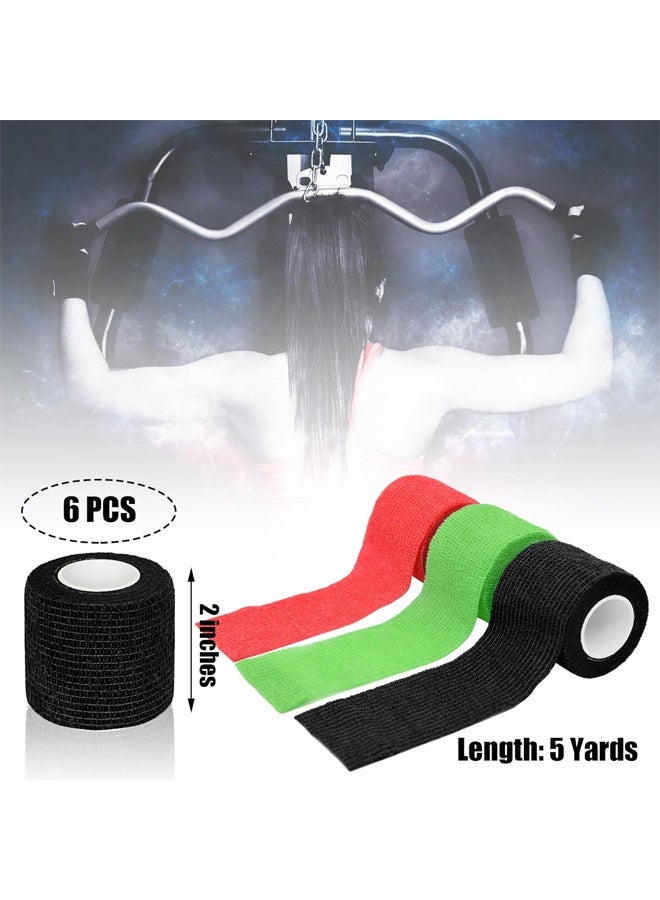 DUNISO 6 Pcs Self-Adherent Cohesive Wrap Bandages，Non-Woven Disposable Wound Dressing Elastic Bandage, Wrap Breathable Cohesive Bandage Elastic Tape，for Pets, Athletic, Sports, Wrist, Knee, Ankle，2 Inches x 5 Yards Per Roll, Black - Image 2