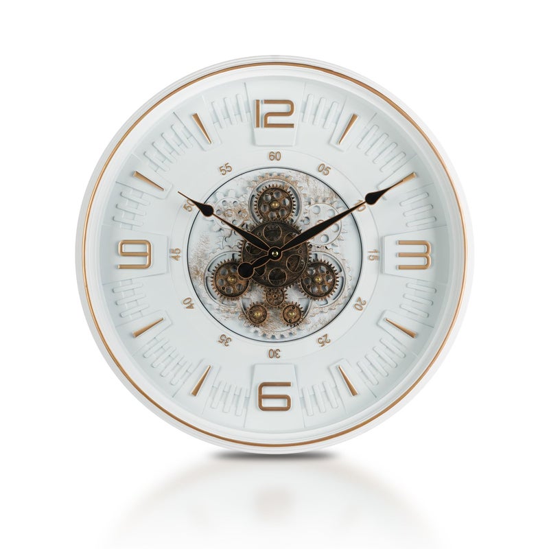 Mee 2ou Vintage Large Wall Clock with Moving Gears, 20 Inches Industrial Retro Steampunk Decorative Wall Clock with Moving Cogs for Living Room Home Office Farmhouse Fireplace Decor - Image 1