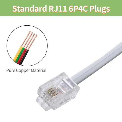 XANHAM Phone Cable 2 Way Splitter RJ11 6P4C Telephone Line Cord Adapter with 3 inch Cable for Landline Phone Wire, Black, AV01203 - Image 5