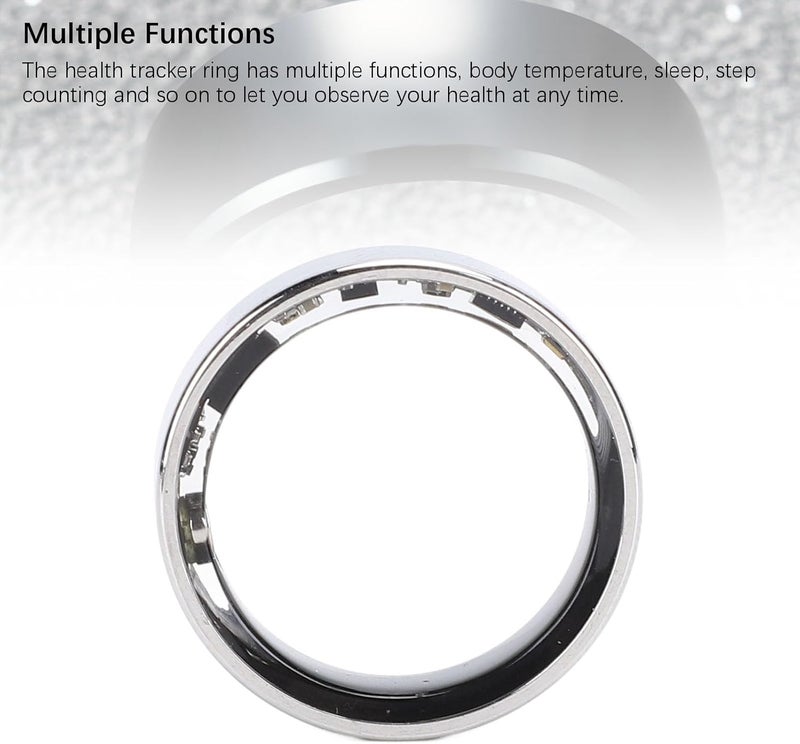 Smart Health Ring, IP68 Water Proof Fitness Tracker Ring with APP Control for Men and Women, Rechargeable Lightweight Wearable Sleep Monitoring Ring, Silver (10) - Image 5