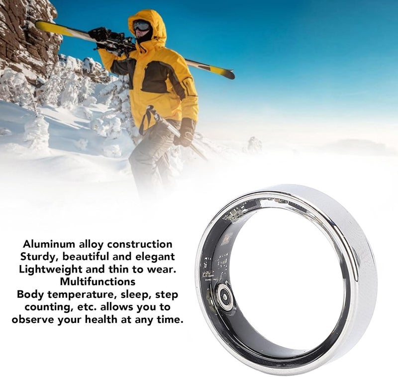 Smart Health Ring, IP68 Water Proof Fitness Tracker Ring with APP Control for Men and Women, Rechargeable Lightweight Wearable Sleep Monitoring Ring, Silver (10) - Image 3