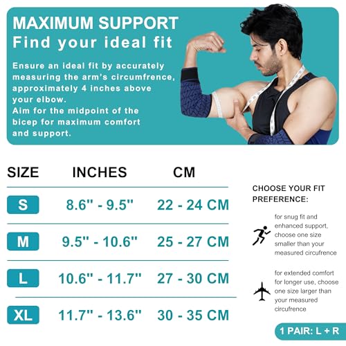 DR. FITZY Dr Fitzy 1 Pair Elbow Support for Gym Workout, 3d Compression Tennis Elbow Band for Men and Women, Elbow Sleeves for Gym with Arm Band and Anti Slip Grip, 2 Units Elbow Cap Brace for Pain Relief (Blue, L) - Image 5