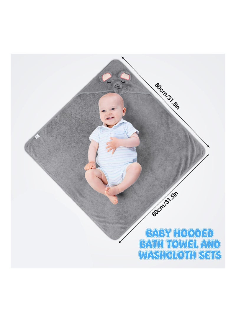 SYOSI مجموعة مناشف ب hooded 3 قطع للأطفال الرضع من الأولاد والبنات، منشفة استحمام ناعمة بغطاء رأس ومجموعة من مناشف الاستحمام ومناشف الوجه (فيل، دب، غزال) - Image 5