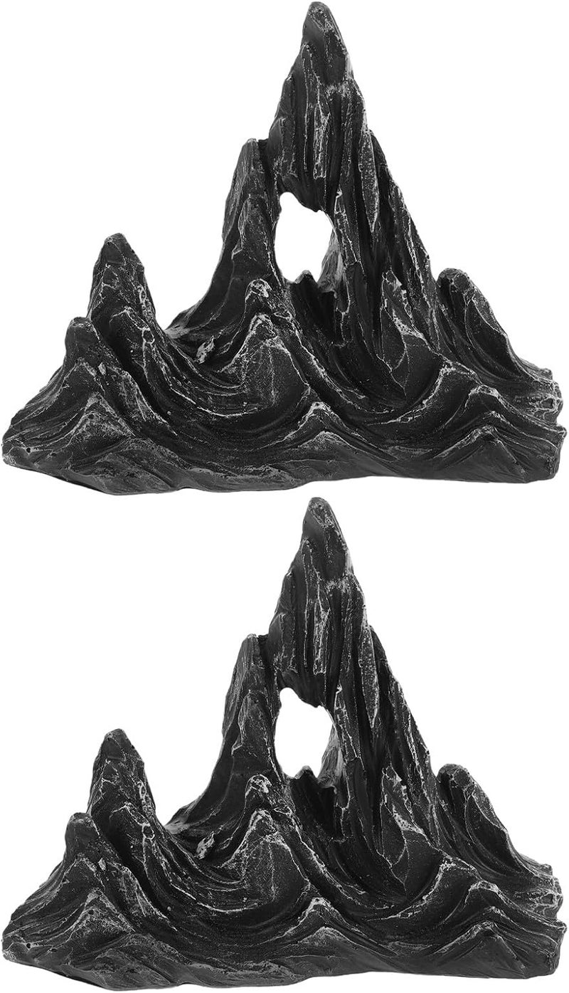 ibasenice 2pcs Resin Aquarium Mountain Decor Landscape Stone Ornament for Fish Tank Simulation Rockery and Crab Hideout Miniature Scenery Prop - Image 1