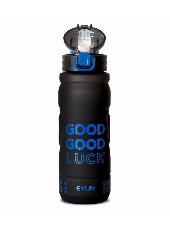Good luck sports water bottle with handle and straw unisex leakproof bpa free for outdoor school gym and office 1000ml blue - Image 1
