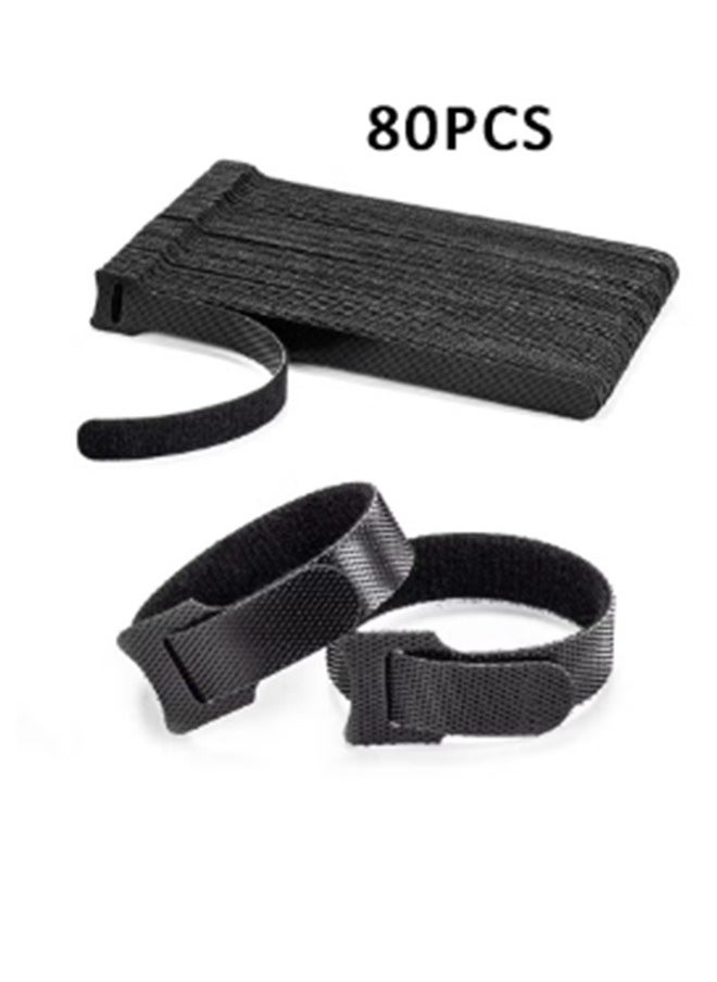 Geustos 80PCS Reusable Cable Ties, Black Adjustable 6-Inch Cord Organizer Ties, Multi-purpose Hook Loop Cable Management Wire Ties for Organizing Home, Office, Data Centers  - Image 1