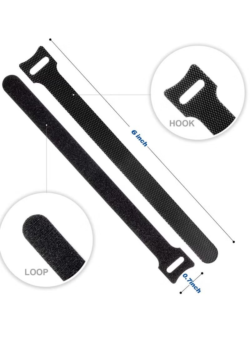 Geustos 80PCS Reusable Cable Ties, Black Adjustable 6-Inch Cord Organizer Ties, Multi-purpose Hook Loop Cable Management Wire Ties for Organizing Home, Office, Data Centers  - Image 3