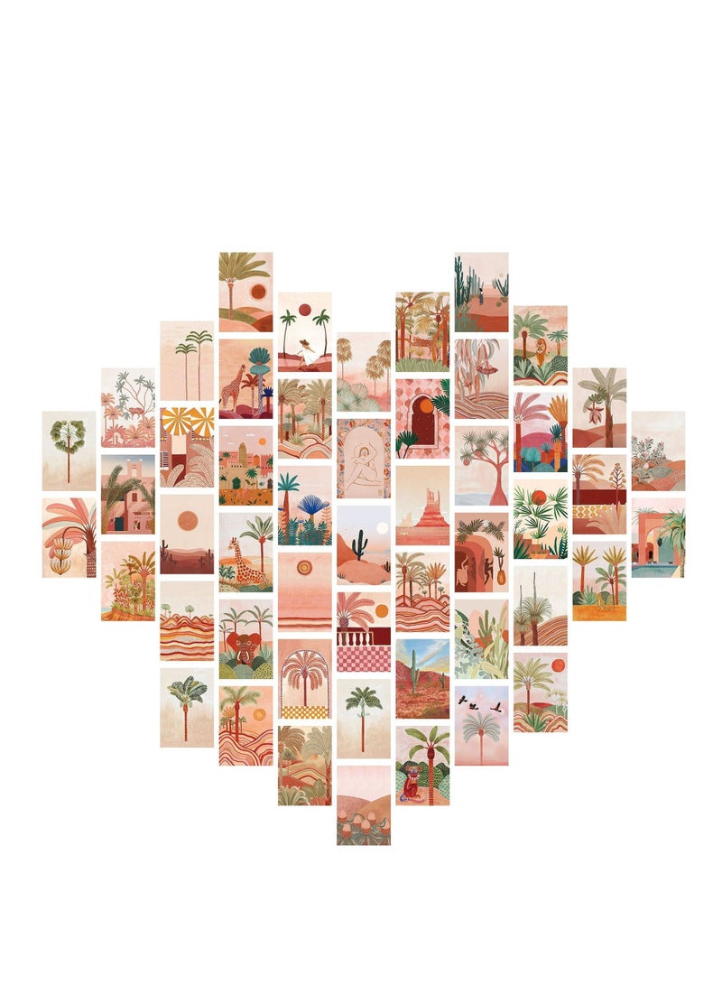 Y&D Minimalist Wall Art for Room Decor Aesthetic, 50Pcs Blush Collage Kit Aesthetic Pictures, Danish Pastel Decor, Preppy Bedroom Teen Girls Trendy Stuff