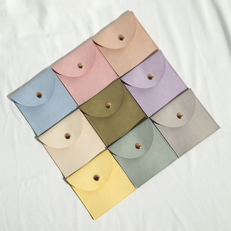 Microfiber cloth curved snap button envelope jewelry storage bag - Image 2
