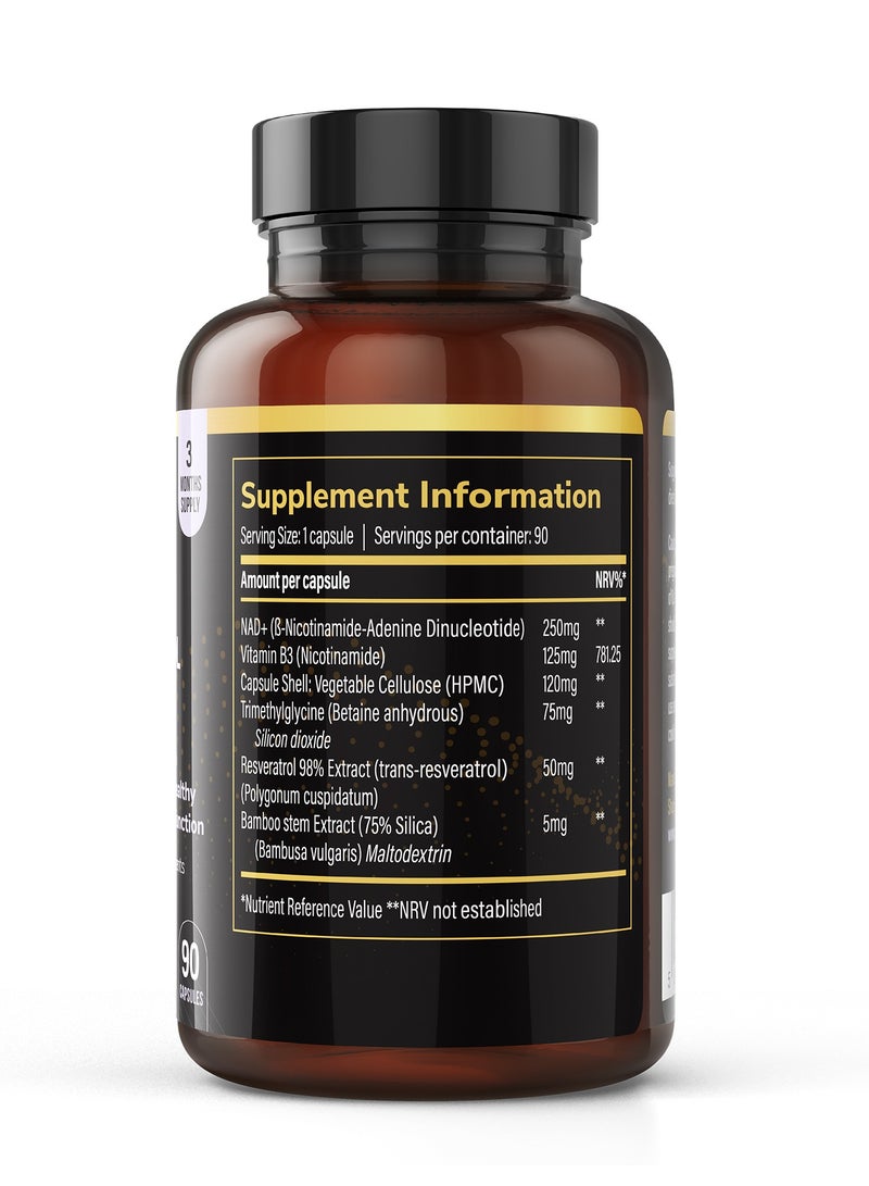 Vitapros NAD+ Complex – NAD⁺ with Resveratrol, TMG & Vitamin B3 – Cellular Energy, Longevity & Healthy Aging Support – Mitochondrial & Cognitive Health - Image 2