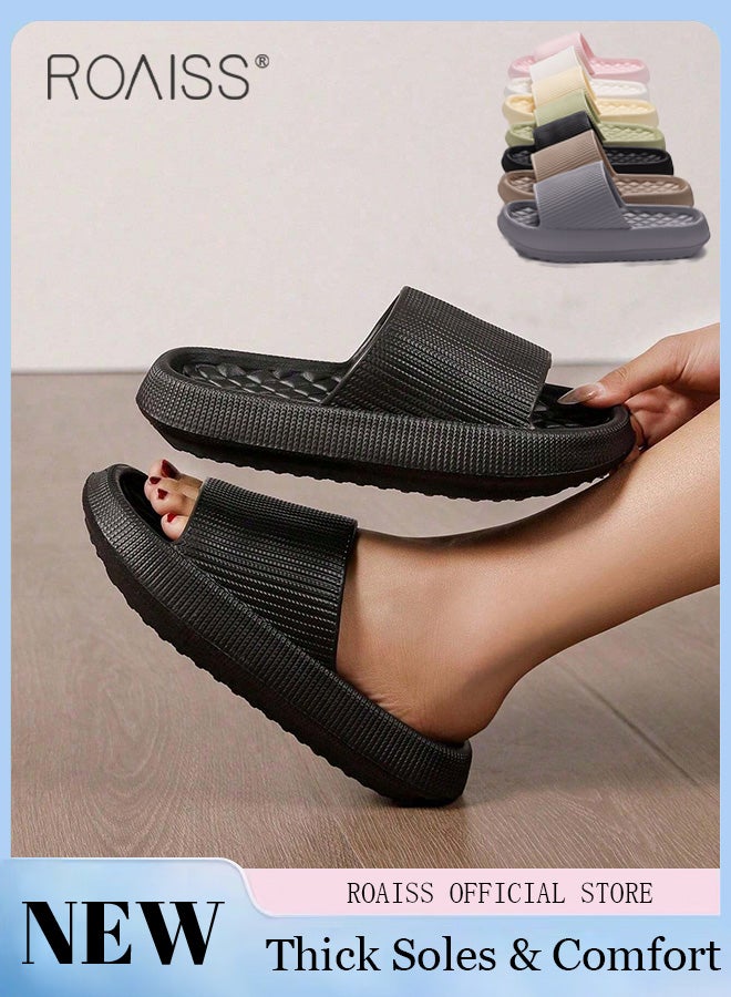 roaiss Unisex Pillow Slippers, Thick Sole Bath Slippers, Summer Beach Sandals, Non-slip Quick-drying Shower Slides, Lightweight House Slippers with Anti-Slip Sole, Perfects for Bathroom, Bedroom, Living Room, Swimming Pool and Beach  - Image 1