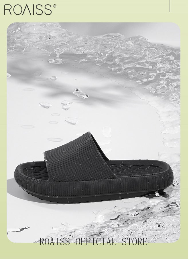 roaiss Unisex Pillow Slippers, Thick Sole Bath Slippers, Summer Beach Sandals, Non-slip Quick-drying Shower Slides, Lightweight House Slippers with Anti-Slip Sole, Perfects for Bathroom, Bedroom, Living Room, Swimming Pool and Beach  - Image 4