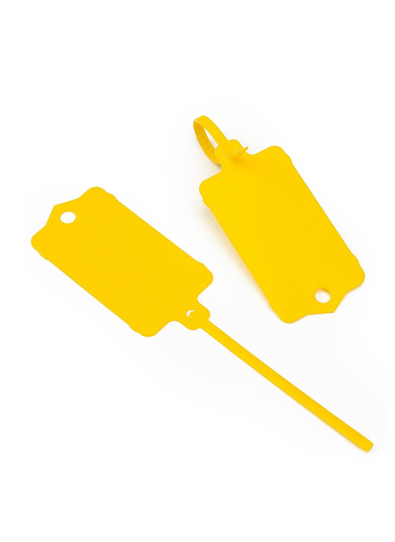 Excefore - Plastic Shipping Tags, 100 Pcs Blank Plastic Tags for Labeling, Self Locking Seal Tags, Waterproof Mark Label Writable Hang Sign, Zip Tie Label Hang Tags for Logistics Use Luggage Labeling (Yellow) - Image 1