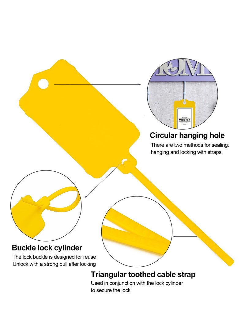 Excefore - Plastic Shipping Tags, 100 Pcs Blank Plastic Tags for Labeling, Self Locking Seal Tags, Waterproof Mark Label Writable Hang Sign, Zip Tie Label Hang Tags for Logistics Use Luggage Labeling (Yellow) - Image 1
