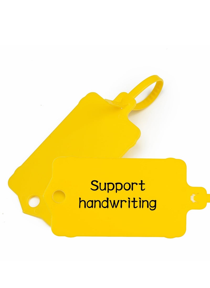 Excefore - Plastic Shipping Tags, 100 Pcs Blank Plastic Tags for Labeling, Self Locking Seal Tags, Waterproof Mark Label Writable Hang Sign, Zip Tie Label Hang Tags for Logistics Use Luggage Labeling (Yellow) - Image 1