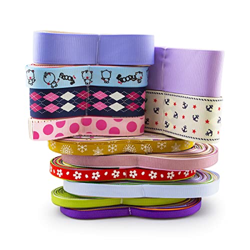 Summer-Ray.com 16 Ounce (450g) Grosgrain Ribbon 10mm 16mm 25mm 38mm 3/8 inch 5/8 inch 1 inch 1-1/2 inch Mixed Colors Plain/Printed DIY Craft Sewing Bow Making - Image 3