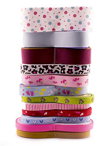 Summer-Ray.com 16 Ounce (450g) Grosgrain Ribbon 10mm 16mm 25mm 38mm 3/8 inch 5/8 inch 1 inch 1-1/2 inch Mixed Colors Plain/Printed DIY Craft Sewing Bow Making - Image 2