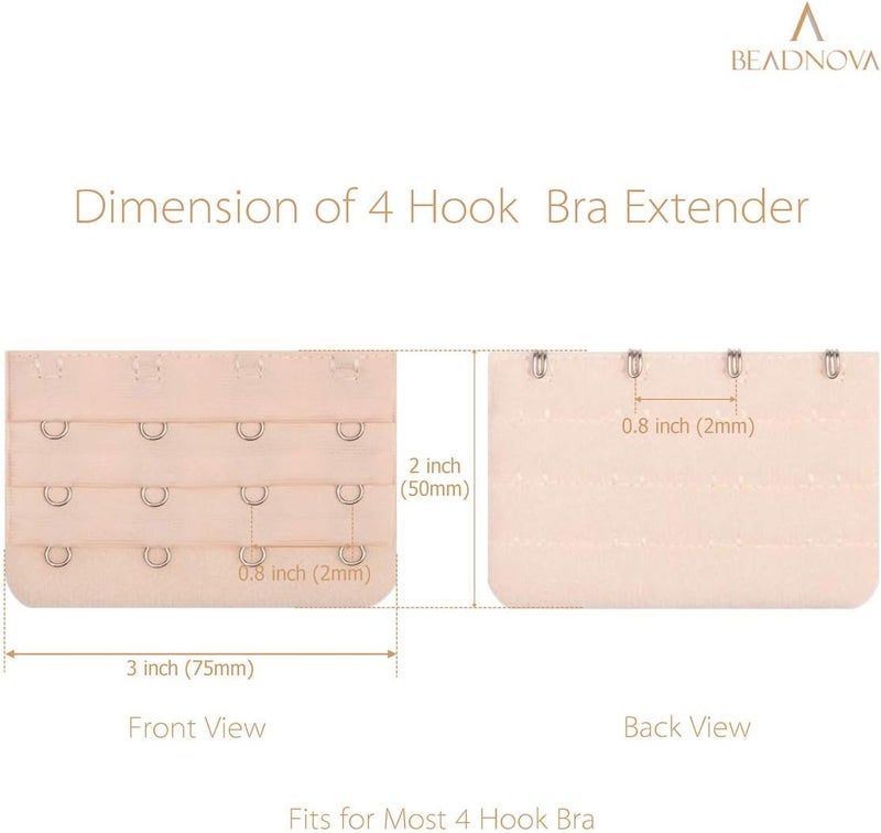 BEADNOVA Bra Extender 4 Hook Bra Back Clips Bra Strap Extender Bra Clasp (4pcs) - Image 3