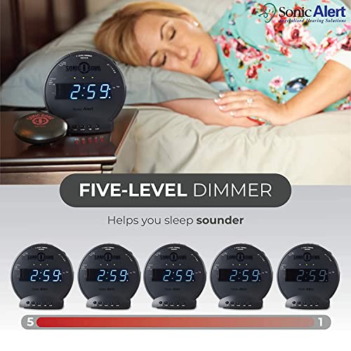 Sonic Alert Sonic Bomb Dual Alarm Clock with Bed Shaker, Black Vibrating Alarm Clock Heavy Sleepers, Battery Backup | Wake with a Shake - Image 3