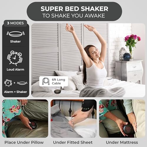 Sonic Alert Sonic Bomb Dual Alarm Clock with Bed Shaker, Black Vibrating Alarm Clock Heavy Sleepers, Battery Backup | Wake with a Shake - Image 2