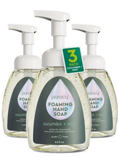puracy Puracy Foaming Hand Soap - Plant-Powered Natural Hand Soap As Seen on TikTok, Non-Toxic, Sulfate-Free Liquid Soap, Moisturizing Foam Handwash Liquid (Cucumber & Mint, 12 fl oz, 3-Pack) 