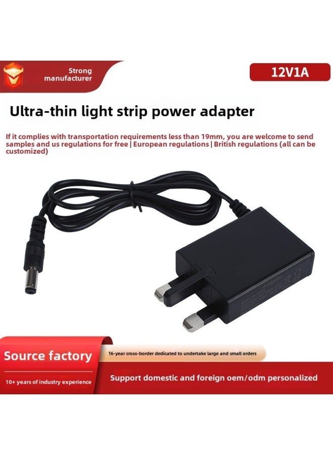 Ultra-thin Led Lamp With Power Adapter 12v1a American European Regulations British Regulations Atmosphere Light Bar Power Supply-Color:Us Regulations-Specifications:Black Regular - Image 2