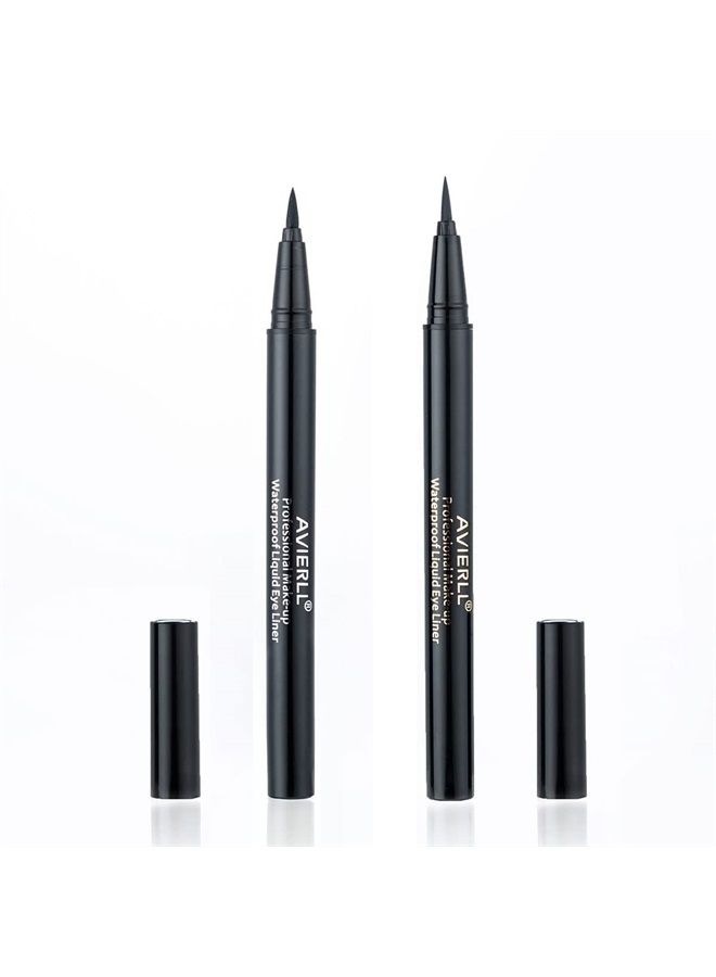 Waterproof Liquid Eyeliner -2Pens Black Eyeliner Long Lasting&Smudgeproof Makeup Liner Easy Liquid Pen 0.03 Fl. Oz (Black)